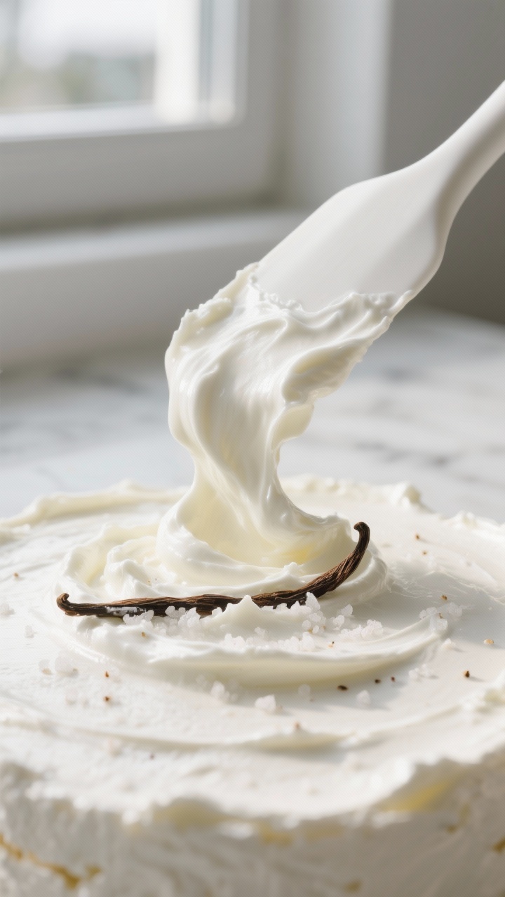 Close-up detail shot: Ultra-smooth whipped cottage cheese just finished in the blender, glossy and s