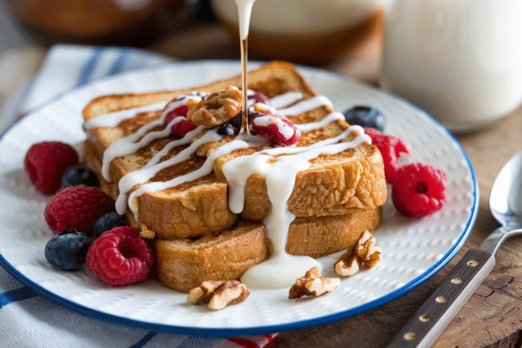 Protein French Toast with Greek Yogurt Glaze