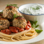 Greek Turkey Meatballs with Tzatziki