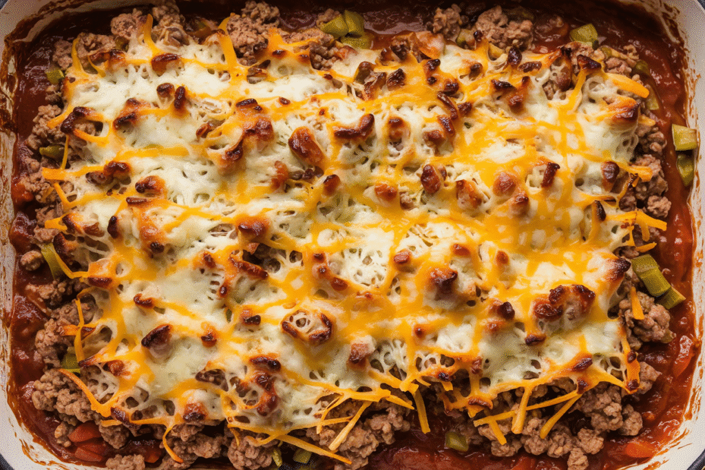 Cheesy Ground Beef and Rice Casserole