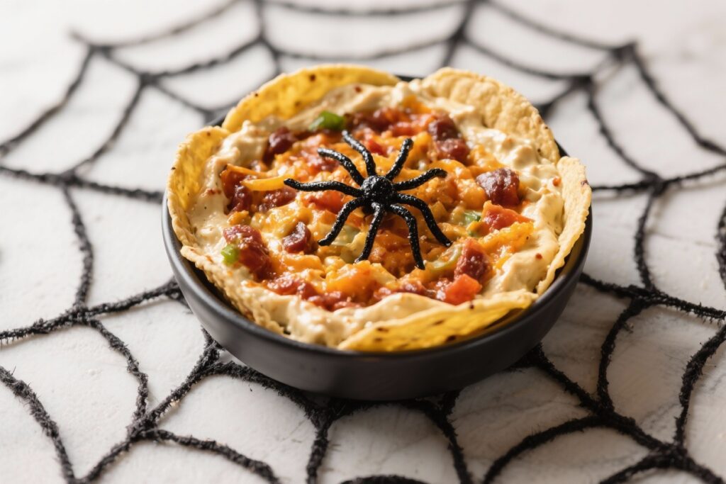 Halloween Taco Dip Spider Webs