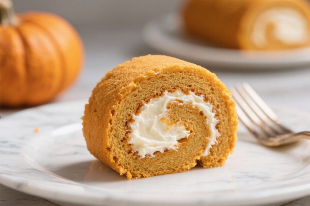 Pumpkin Roll Cake with Cream Cheese