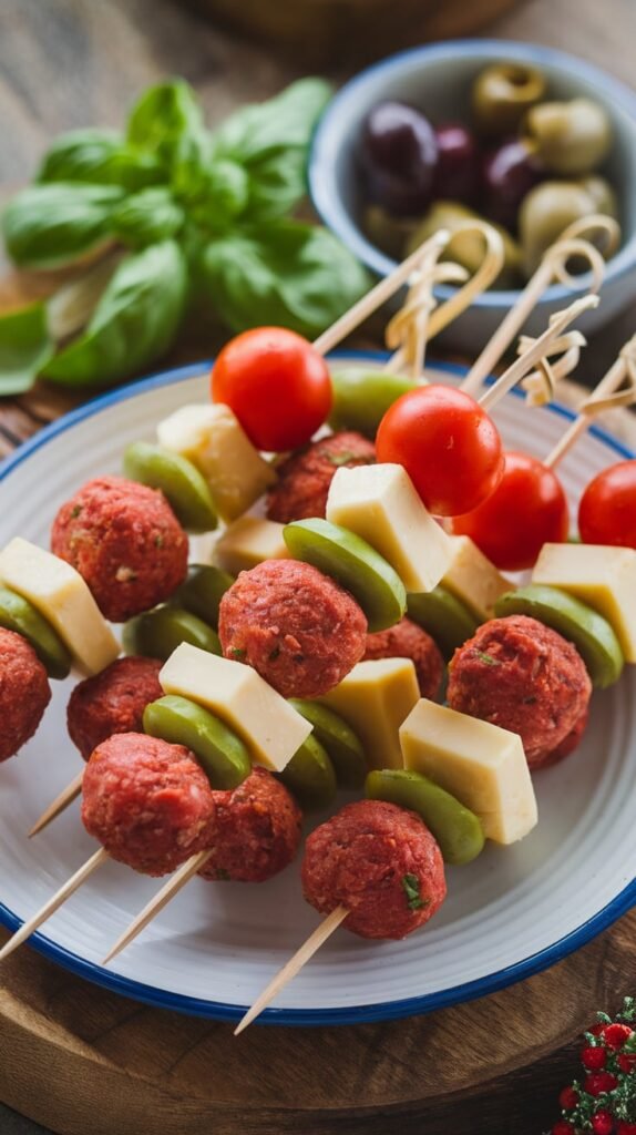 Antipasto Skewers Holiday Colors