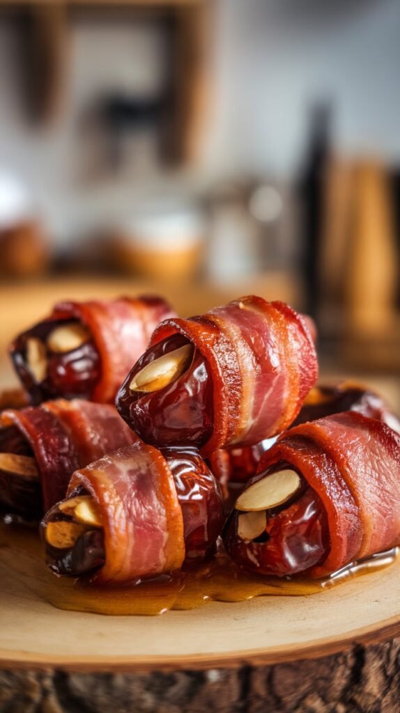Bacon Wrapped Dates with Almonds