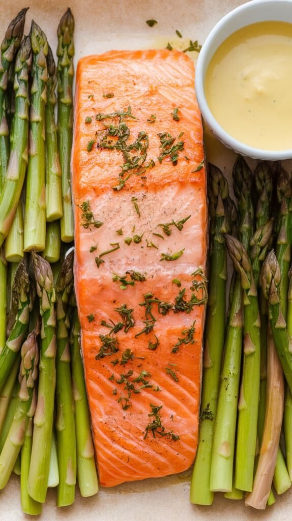 Baked Salmon with Asparagus and Hollandaise