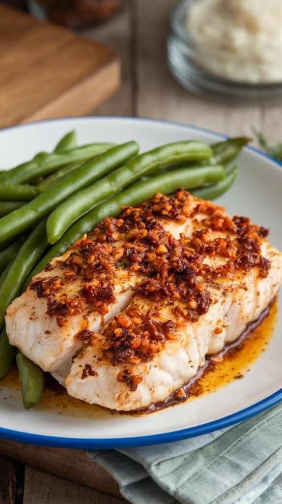 Cajun Blackened Cod with Green Beans