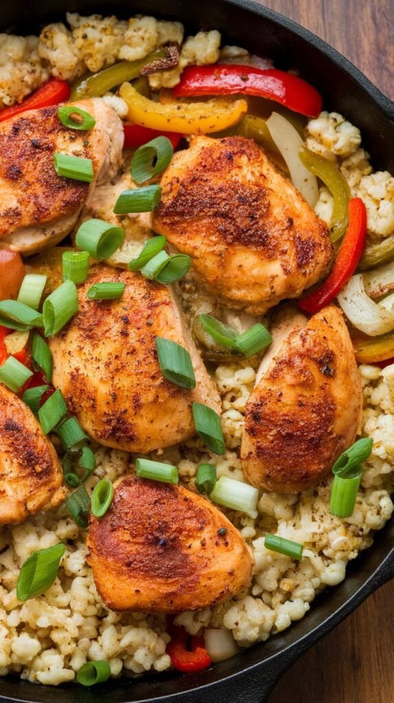 10 Easy High-Protein Meal Prep Dinners That Help You Lose Weight Without Starving 9 Cajun Chicken and Cauliflower Rice Skillet
