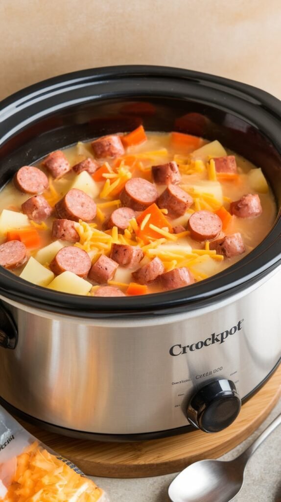 Cheesy Potato Kielbasa Soup