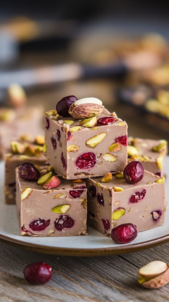 Cranberry Pistachio Protein Fudge