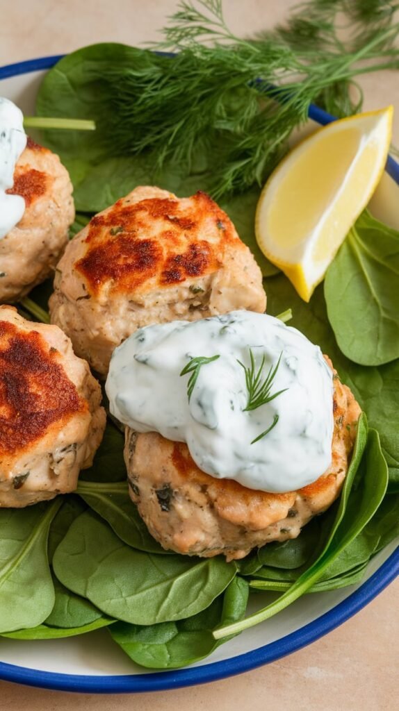 Greek Chicken Meatballs with Tzatziki