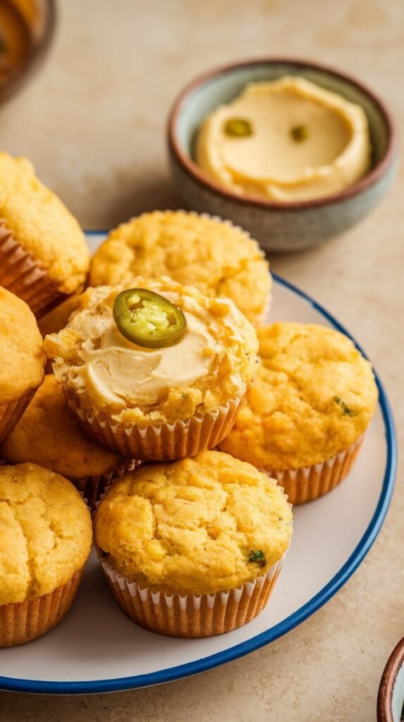 Mini Cornbread Muffins with Jalapeno Honey Butter