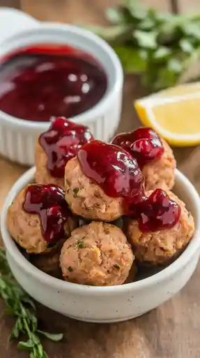 Mini Turkey Meatballs with Cranberry BBQ Glaze