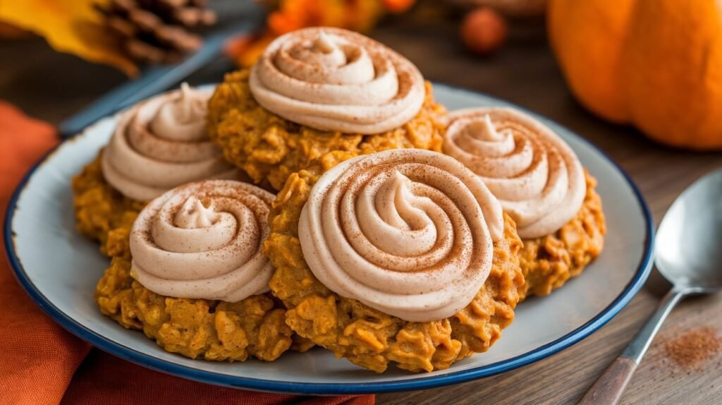 Pumpkin Oatmeal Cookies With Cinnamon Frosting