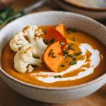 Roasted Cauliflower Sweet Potato Soup