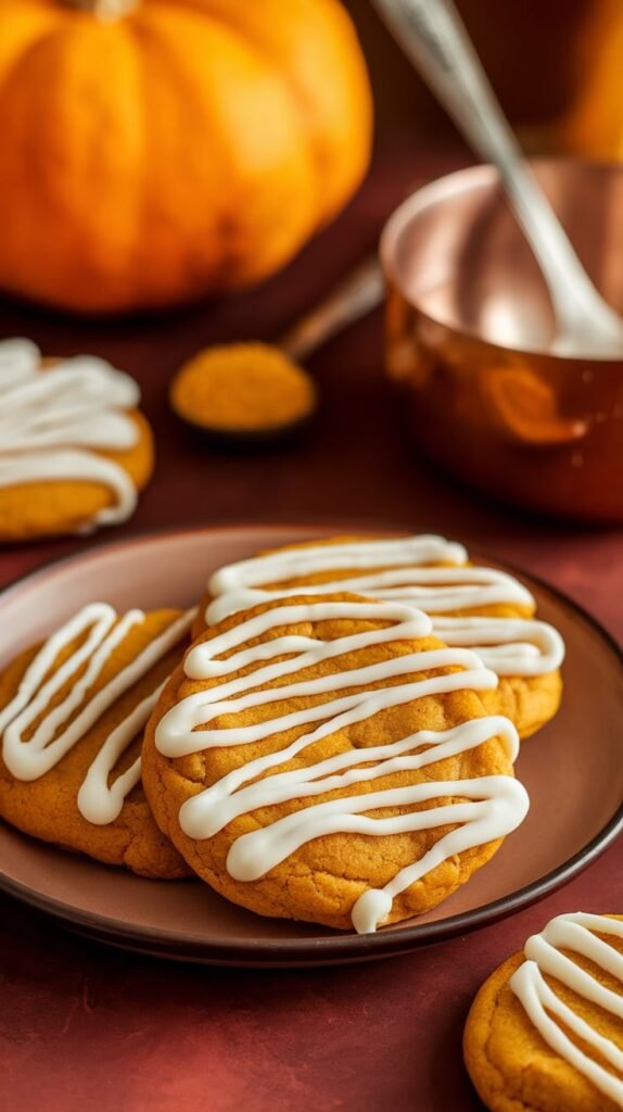 Soft Pumpkin Cookies With Cream Cheese Icing