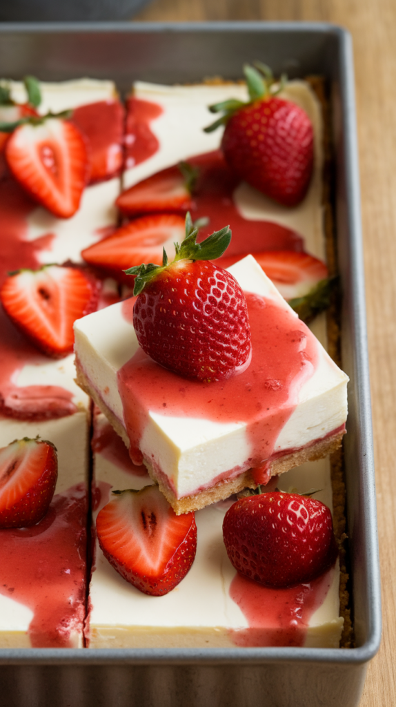 10 Irresistible Strawberry Shortcake Desserts to Sweeten Your Fall 5 Strawberry Shortcake Cheesecake Bars