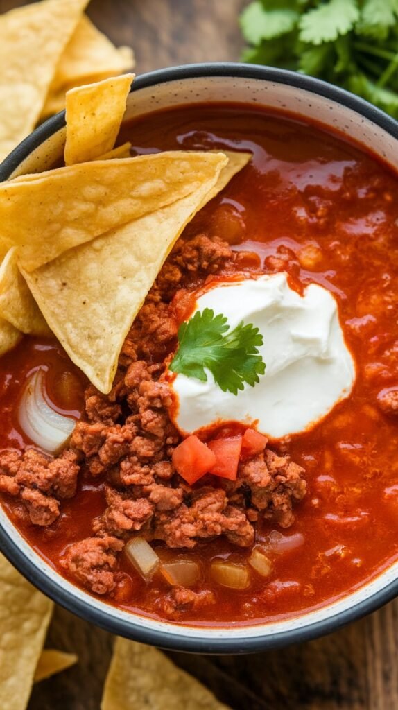 Taco Soup with Cream Cheese & Tortilla Strips 2 Taco Soup