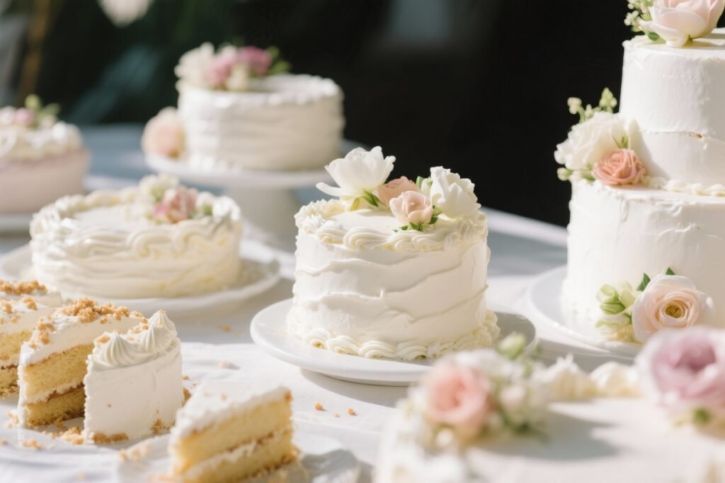 White Cakes With Flowers