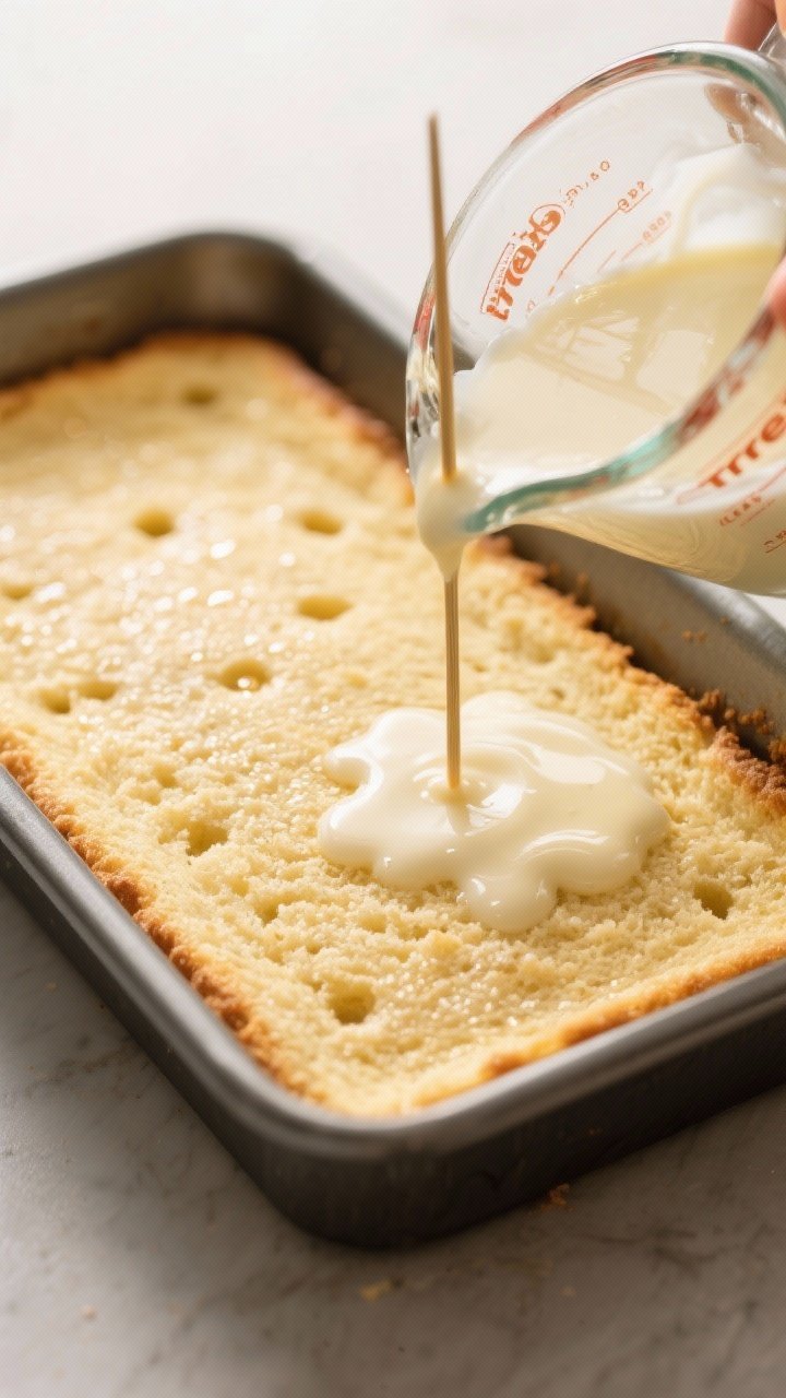 Cooking process, close-up detail: Ultra-close shot of a freshly baked golden vanilla sponge in a 9x1