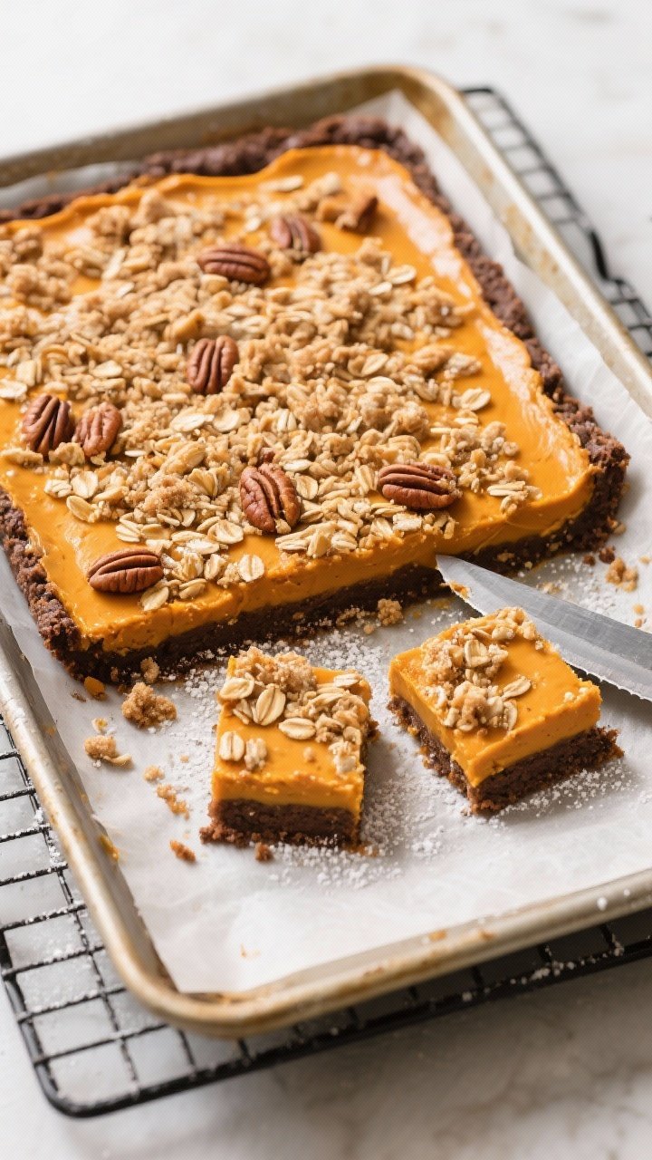Pumpkin Streusel Bars with Gingersnap Crust: The Cozy, Crunchy Fall Treat You’ll Brag About 1 Overhead shot of freshly baked Pumpkin Streusel Bars cooling in a parchment-lined 9x13 pan on a wire