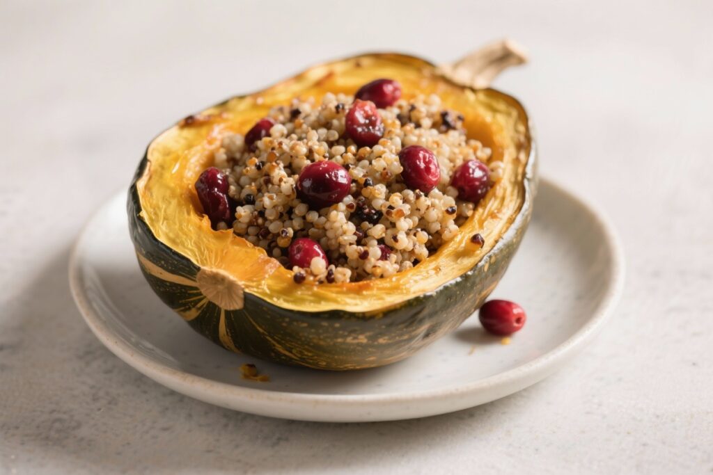Quinoa & Cranberry Stuffed Acorn Squash