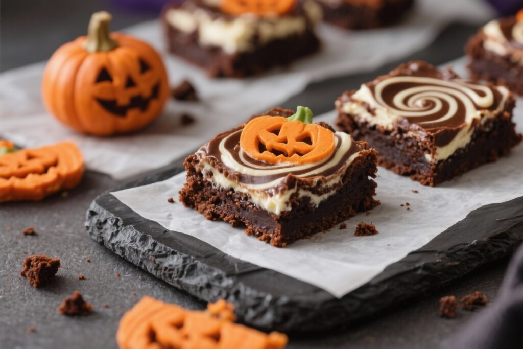Halloween Cream Cheese Swirl Brownies