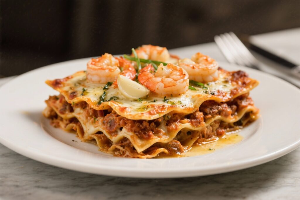 Garlic Butter Shrimp Scampi Lasagna