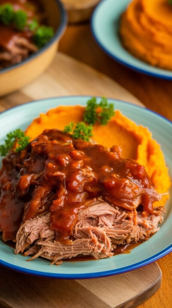 13 High-Protein Lunch Meal Prep Recipes for the Work Week 9 BBQ Pulled Pork with Sweet Potato Mash