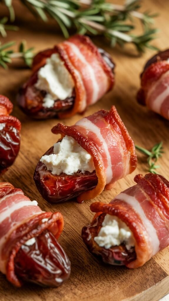 Bacon Wrapped Dates Stuffed with Goat Cheese