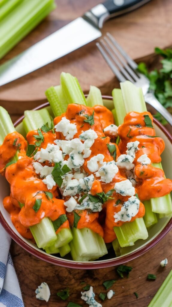 15 High-Protein Low Calorie Snack Ideas to Satisfy Sweet & Savoury Cravings 6 Buffalo Chicken Celery Sticks
