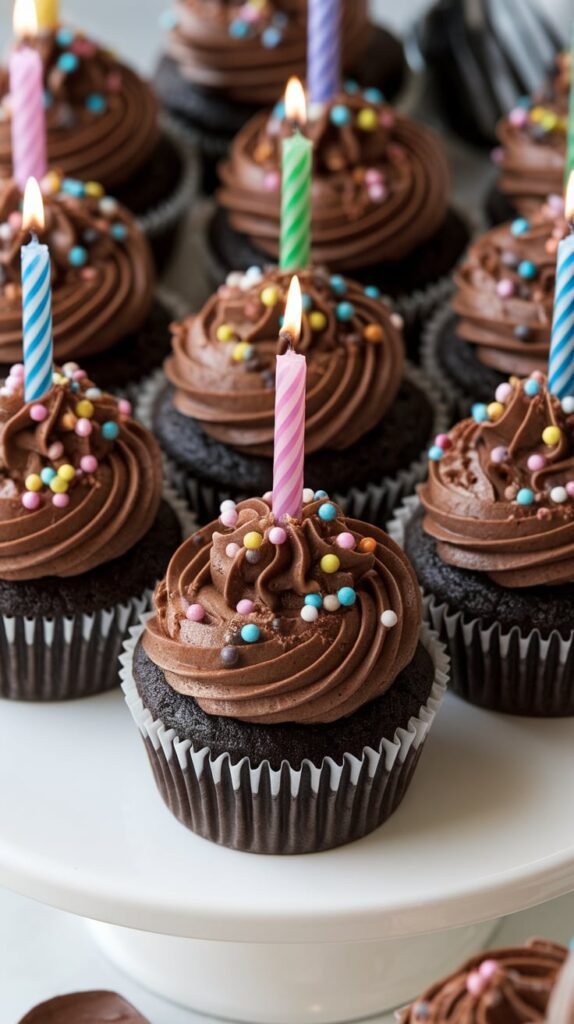 Chocolate Fudge Birthday Cupcakes