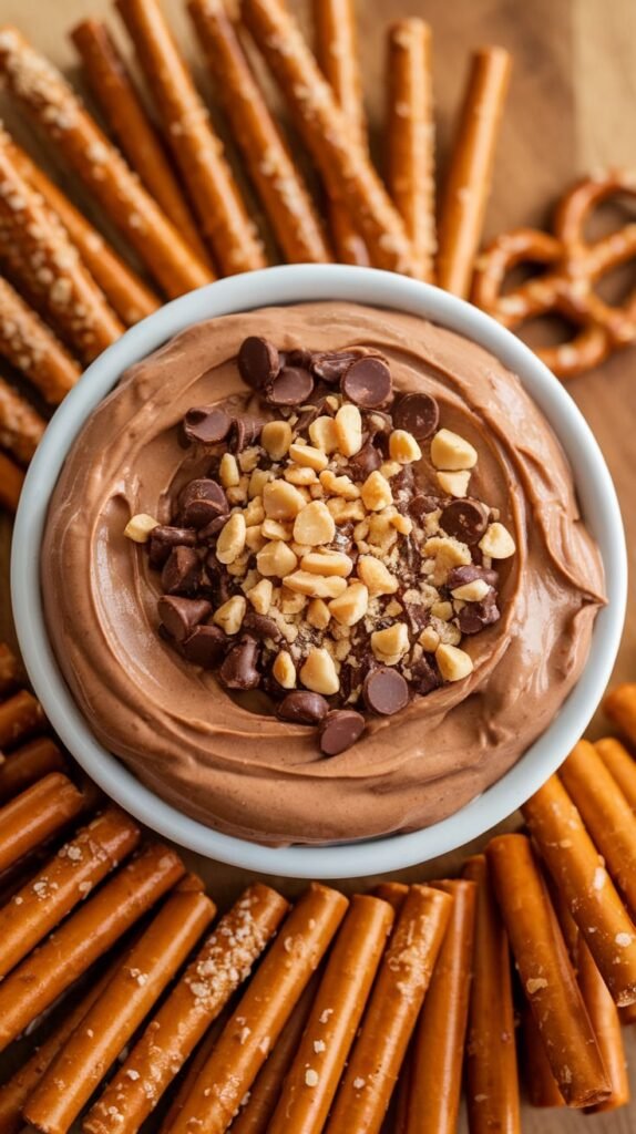 Chocolate Peanut Butter Pretzel Dip