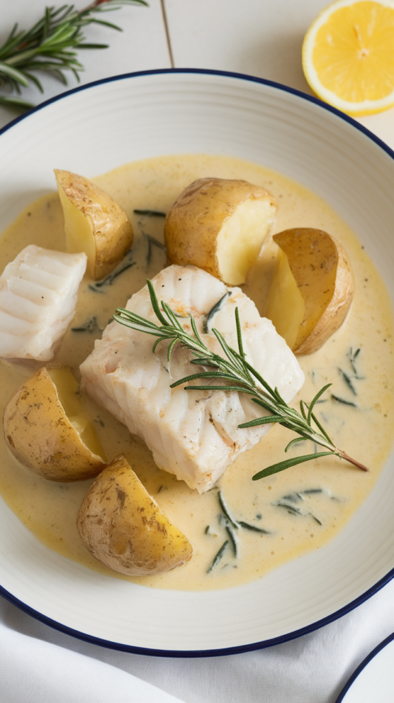 Cod Potatoes in Rosemary Cream Sauces