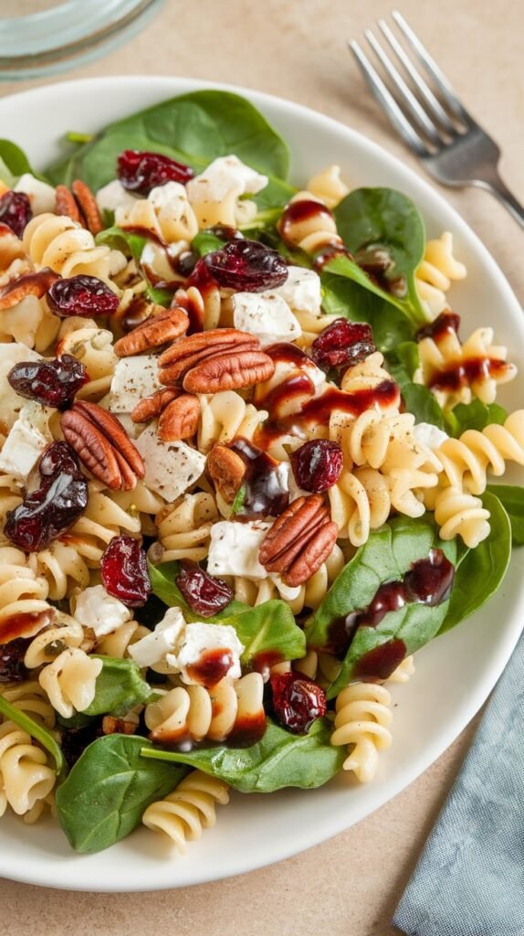 16 Christmas Pasta Salad Recipes 3 Cranberry Pecan Pasta Salad with Balsamic Vinaigrette