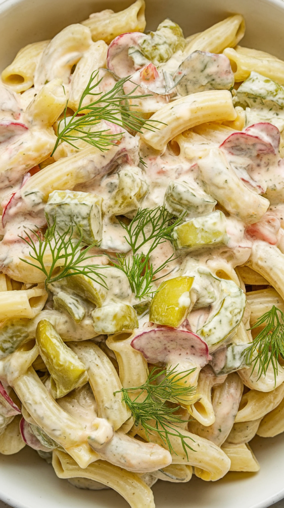 16 Christmas Pasta Salad Recipes 11 Creamy Dill Pickle Pasta Salad