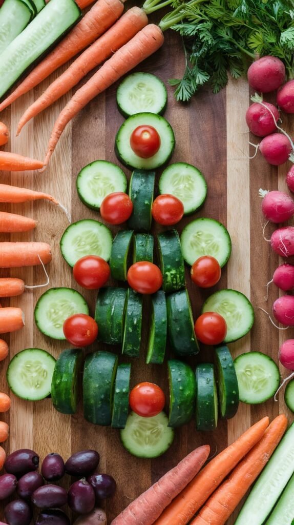 23 Best Christmas Tree Veggie Trays For Holiday Parties 6 Cucumber Christmas Tree Veggie Tray