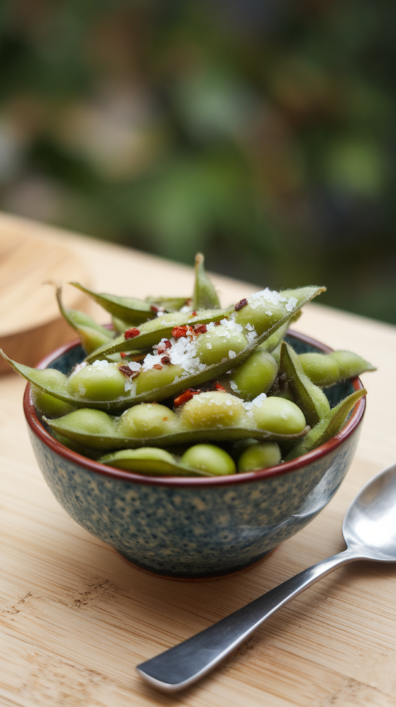 15 High-Protein Low Calorie Snack Ideas to Satisfy Sweet & Savoury Cravings 8 Edamame with Sea Salt and Chili Flakes