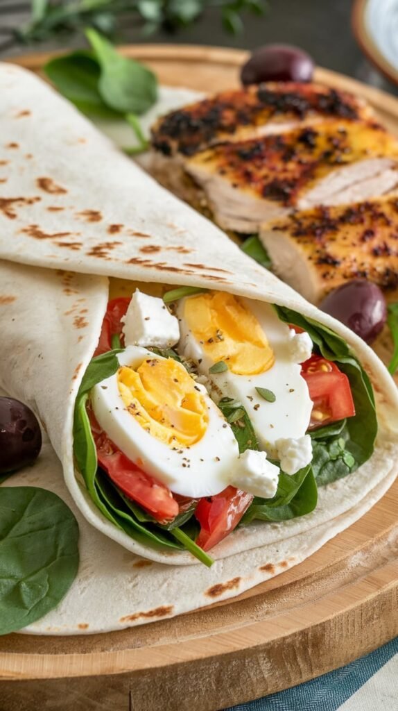 Greek Inspired Egg White Feta Wrap