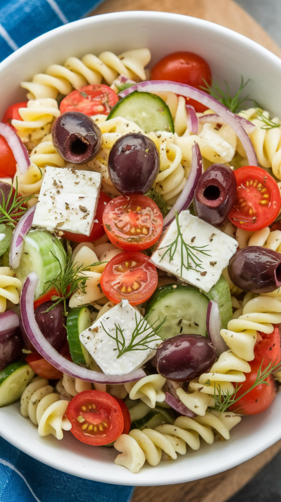 16 Christmas Pasta Salad Recipes 6 Greek Pasta Salad with Feta and Olives