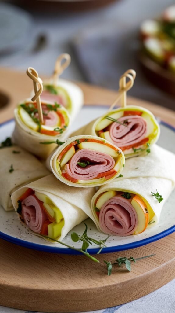 27 Super Healthy Christmas Snacks for Kids 26 Ham Apple Cheese Wraps