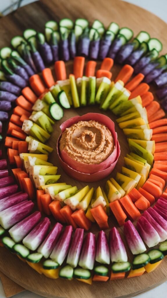 15+ No Bake Christmas Finger Foods That Disappear in Minutes 12 Hummus Rainbow Veggie Cups