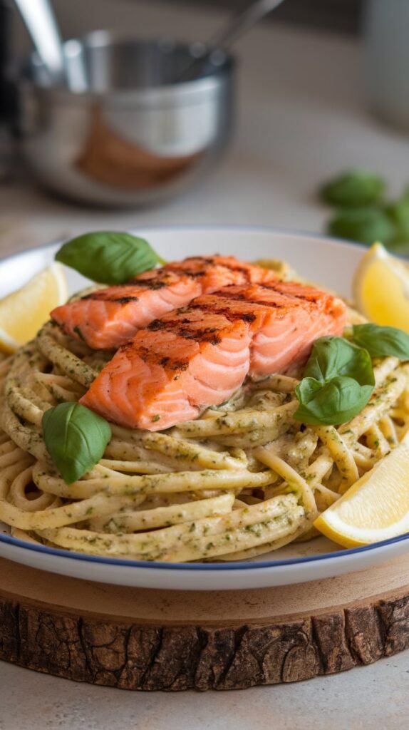 6 Salmon With Pesto Pasta Recipe 2 Lemon Garlic Salmon Pesto Pasta