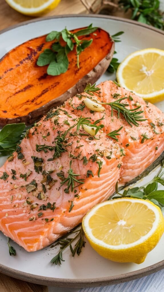 7 High-Protein Meal Prep Lunches Under $10 3 Lemon Herb Baked Salmon with Sweet Potato