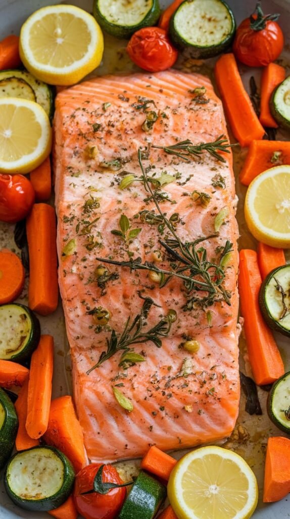 13 High-Protein Lunch Meal Prep Recipes for the Work Week 4 Lemon Herb Salmon with Roasted Veggies