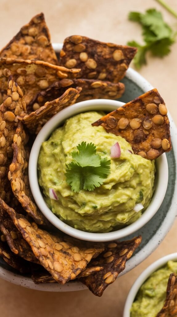 21 High-Protein, High-Fiber Snacks That'll Make You Forget You're Being Healthy 11 Lentil Chips with Guacamole