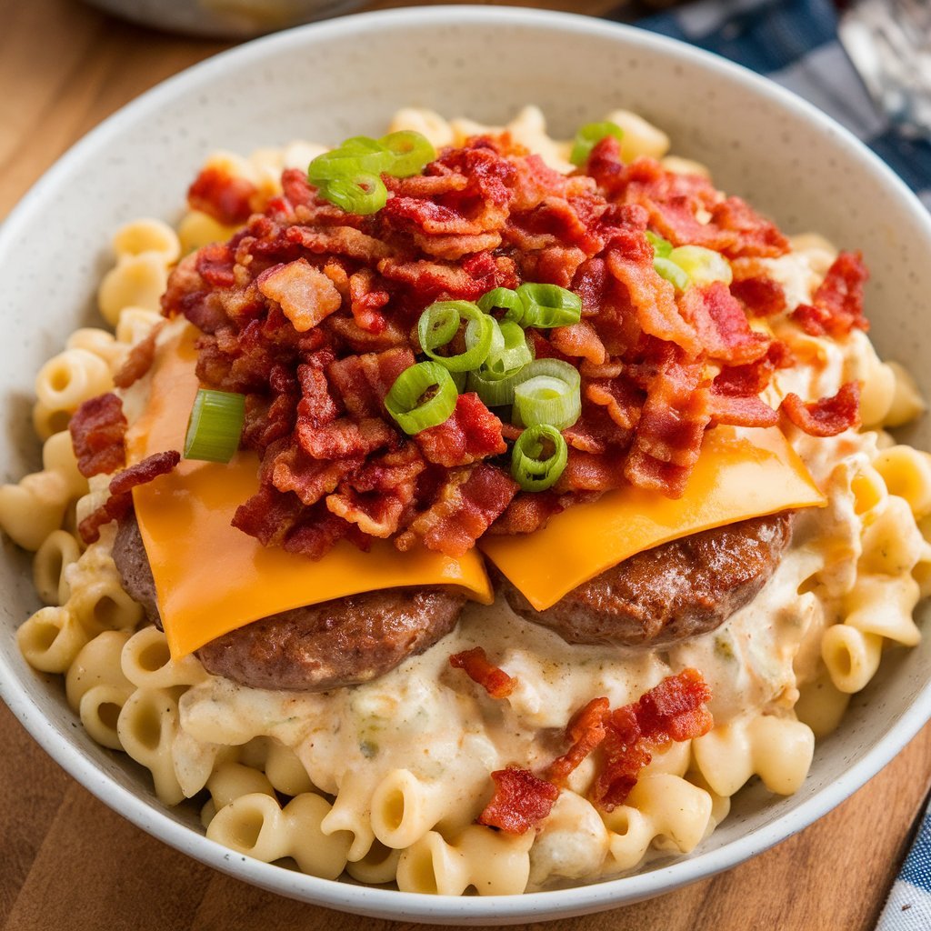 Loaded Bacon Cheeseburger Alfredo Pasta Recipe