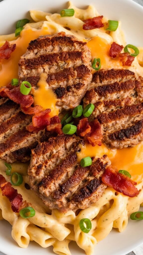 Loaded Bacon Cheeseburger Alfredo Pasta Recipe 2 Loaded Bacon Cheeseburger Alfredo Pastas