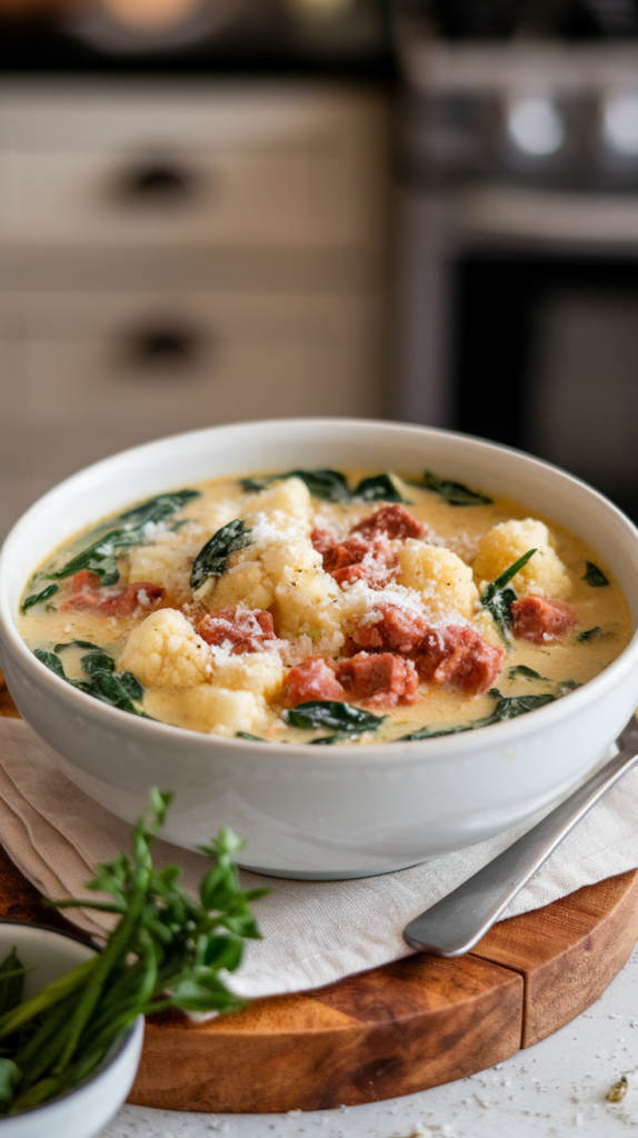 Low Carb Zuppa Toscana Soup with Cauliflowers
