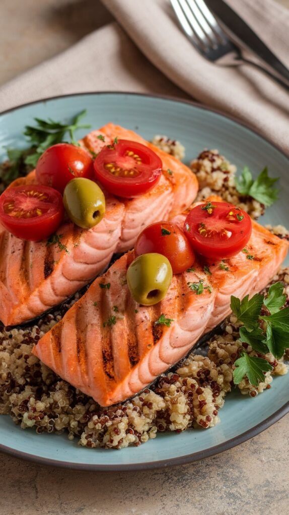 These 7 Healthy Sheet-Pan Dinners Will Save Your Weeknights 2 Mediterranean Salmon with Tomatoes and Olives