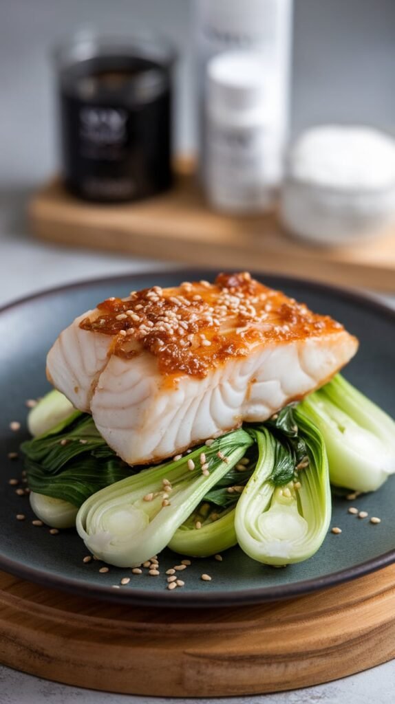 Miso Glazed Cod with Sesame Bok Choy